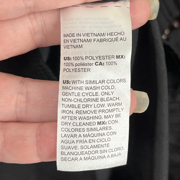 Chicos Black Boho Pleated Beaded Sleeve Blouse Womens 8 Romantic Whimsigoth Boho - Picture 3 of 9